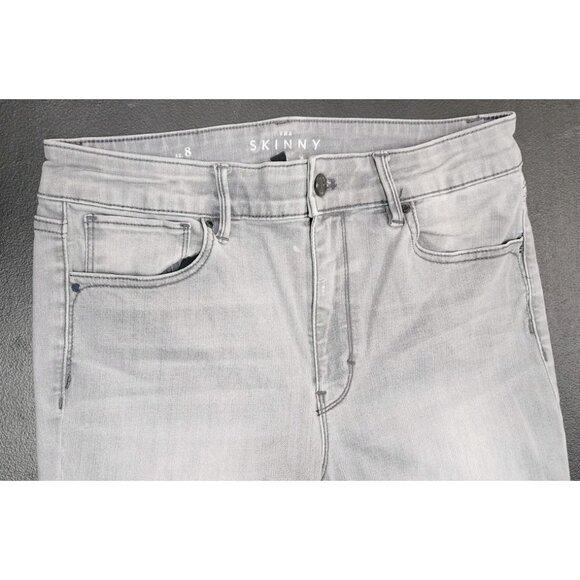 White House Black Market Jeans 8 Skinny Crop Light Wash Gray Stretch Zip Ankle - Picture 3 of 11